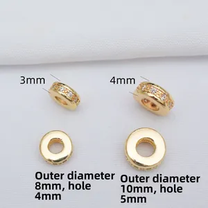 14K gold plated brass spacer beads with cubic zirconia in 8mm and 10mm sizes