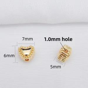 14k goudgevulde hartkralen voor sieraden, 7x6mm formaat met een gat van 1,0mm
