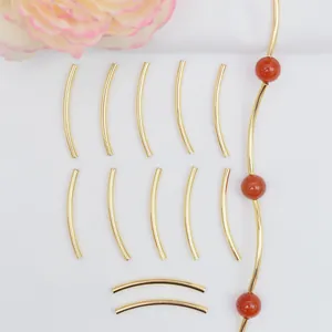 Perline a Tubo Curvo in Ottone Fai da Te per Creazione di Bracciali e Collane Oro Argentato Lisce Accessori per Gioielli