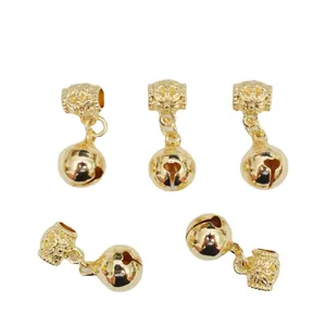 Lot de 5 pendentifs clochettes dorés 14k avec perles gaufrées pour bracelets DIY