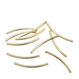 Perle a tubo curvo placcate oro 14k per la creazione di gioielli fai da te e bracciali