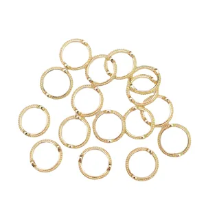 Anneaux d'espacement ronds plaqués or 14 carats avec texture corde pour bijoux DIY