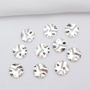 Lot de 10 perles d'espacement argentées ondulées plaquées or 14k pour création de bijoux
