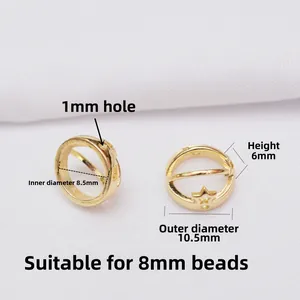 Marcos de cuentas de estrella hueca bañados en oro 14K para joyería DIY 10,5mm