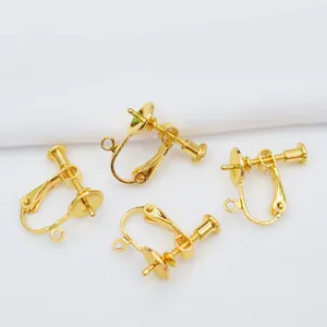 Detail view of 4pcs golden spiral clip-on earring converters with adjustable screws