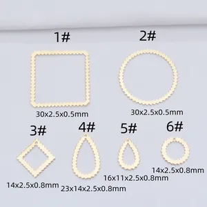 14k gold plated geometric earrings charms set with wavy edges for DIY jewelry making