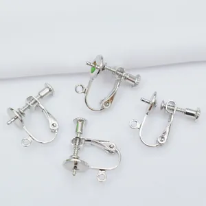 Silver screw-back earring converters with adjustable pads for DIY jewelry making