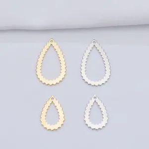 Scalloped water drop 14k gold plated jewelry pendants for DIY earring making