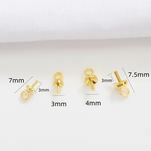 14K gold plated cup and peg bails for DIY pearl jewelry making with size dimensions