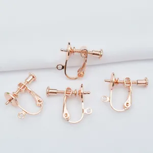 Detail of rose gold screw clip-on earring converters for non-pierced DIY jewelry making