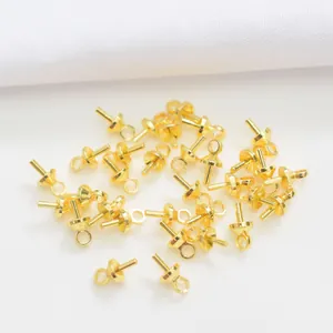 14K gold plated eye pin bead cups for DIY jewelry making and necklace crafts