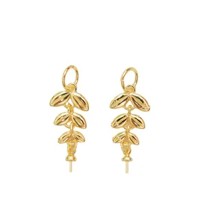 18k vergulde tarweblad hanger met parelhouder voor het maken van DIY-sieraden