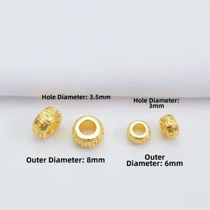 18k gold plated spacer beads with vintage pattern for DIY jewelry making 6mm and 8mm