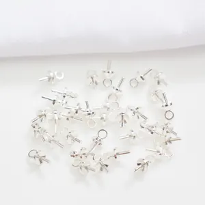 Silver 14k gold-filled eye pins with semi-hole cup pearl tray for jewelry making