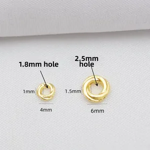 Επίχρυσοι στριφτοί δακτύλιοι 14K 4mm και 6mm για αξεσουάρ κοσμημάτων DIY χάντρες