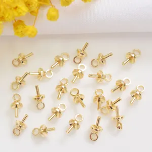 Copper 14K Gold Filled Cup And Peg Bails For Artificial Pearl Pendant Necklace Making DIY Jewelry Findings Minimalist Bead Connectors