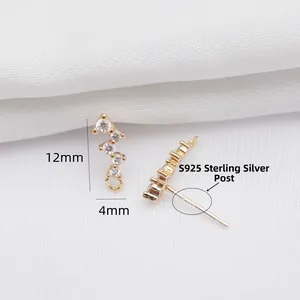 Mini-Ohrstecker 14K vergoldet mit S925 Sterling Silber Stiften und klaren Zirkoniasteinen