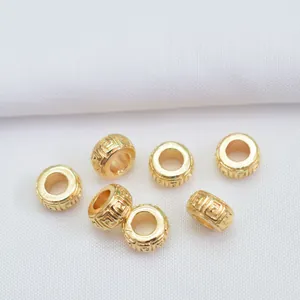 Golden 18k gold plated 6mm 8mm Greek key pattern spacer beads for DIY jewelry making