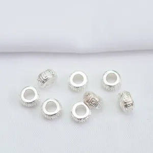 Silver 18k gold plated 6mm Greek key pattern beads for DIY bracelet jewelry making