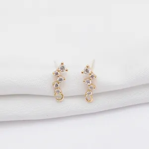 Details von 14k vergoldeten Sterling Silber Ohrsteckern mit Zirkon und DIY Anhängerhaken