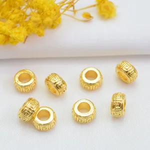 Retro Greek Key Pattern Spacer Beads 18K Gold Plated Copper Loose Beads For DIY Bracelet Necklace Jewelry Making Findings