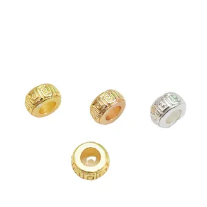 18k gold and silver plated 6mm 8mm greek key pattern spacer beads for DIY jewelry making