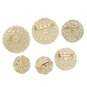 Lot de 6 supports de broche filigrane en plaqué or 14 carats pour créations de bijoux DIY