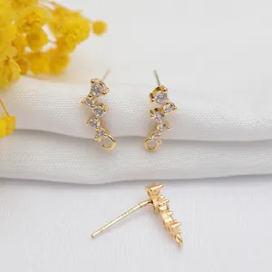14k Goldgefüllt DIY Ohrring Zubehör Mit 925 Sterlingsilber Ohrstecker-Stift Zirkonia Eingelegt Geschwungene Mini Ohrstecker