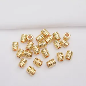 14K gold filled auspicious cloud barrel spacer beads for DIY jewelry bracelet making