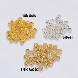 Cuentas espaciadoras cóncavas de metal en oro de 14k, 18k y plata para joyería de bricolaje