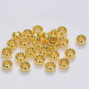 Perles d'espacement concaves plaquées or 14k pour création de bijoux DIY sur tissu