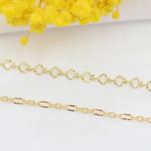 14k Gold Filled Copper Chain Heart Oval Textured Handmade Jewelry Chain For DIY Bracelet Necklace Making Findings