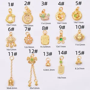 Assortiment de pendentifs dorés pour bijoux DIY aux motifs traditionnels chinois
