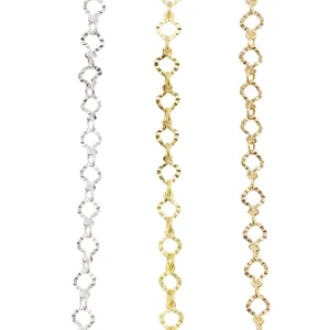 14k gold-filled textured link chains in gold, silver, and rose gold with ripple effect