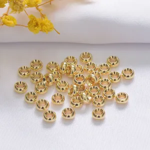 Perles d'Espacement en Cuivre Lisses Plaqué Or 14K 18K Argent Forme de Donut Perles en Vrac Pour Création de Bijoux DIY