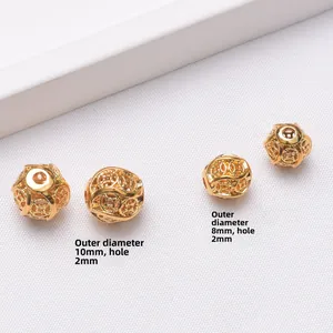 Distanziatori a moneta traforati placcati oro 24k da 8mm e 10mm per gioielli fai da te