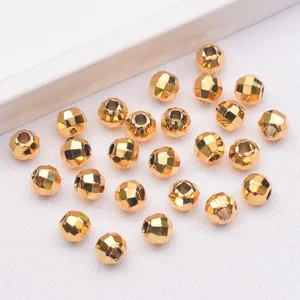 Facettierte 24k vakuumvergoldete Lose Perlen mit Löchern für DIY-Schmuckherstellung