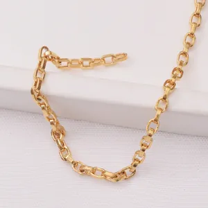 Minimalistische 24k vakuumvergoldete ovale O-Gliederkette mit Hochglanz-Metallfinish