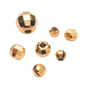 Facettierte 24k vergoldete Zwischenperlen für DIY-Schmuck mit glatten Mittellöchern