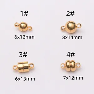Fermoirs magnétiques dorés 24 carats en forme de sphère et cylindre pour bijoux DIY