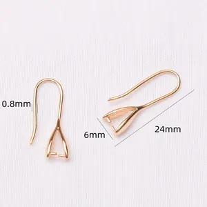 14k goud gevulde U-vormige oorhaken met clipconnector, 24mm voor DIY sieraden maken