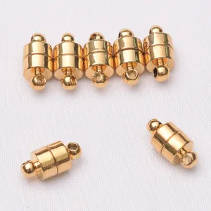 Détails de fermoirs magnétiques cylindriques dorés 24 carats pour création de bijoux