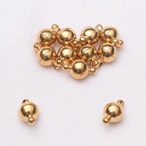 Fermoirs magnétiques sphériques plaqués or 24K pour colliers et bracelets DIY