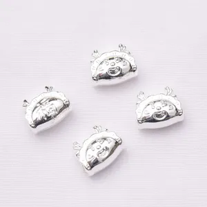 18k gold plated silver dumpling beads with lucky Fu character for DIY bracelet making