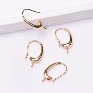 Polished 14k gold plated copper ear hooks with pegs for DIY pearl jewelry making
