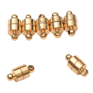 Fermoirs cylindriques magnétiques plaqués or 24 carats pour colliers et bracelets DIY