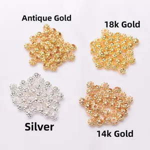 14k vergoldete Zahnrad-Abstandshalter in vier Farben für DIY-Schmuck und Armbänder