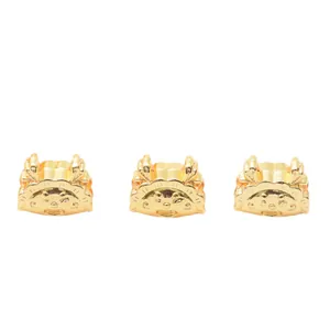 Three 18k gold-plated cartoon face spacer beads for DIY jewelry making and bracelets
