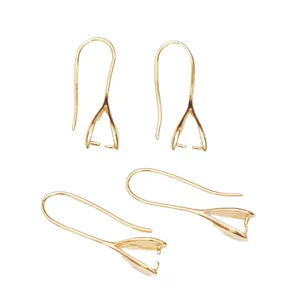 Set van vier 14K vergulde U-vormige oorhaken met lussen voor het maken van DIY-sieraden