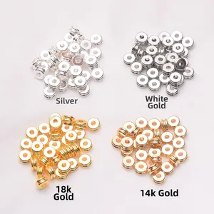 Cuentas espaciadoras redondas bañadas en oro de 18k para creación de joyas DIY